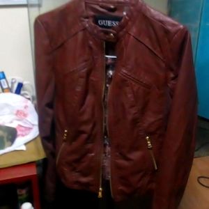 Guess Brown leather jacket size small